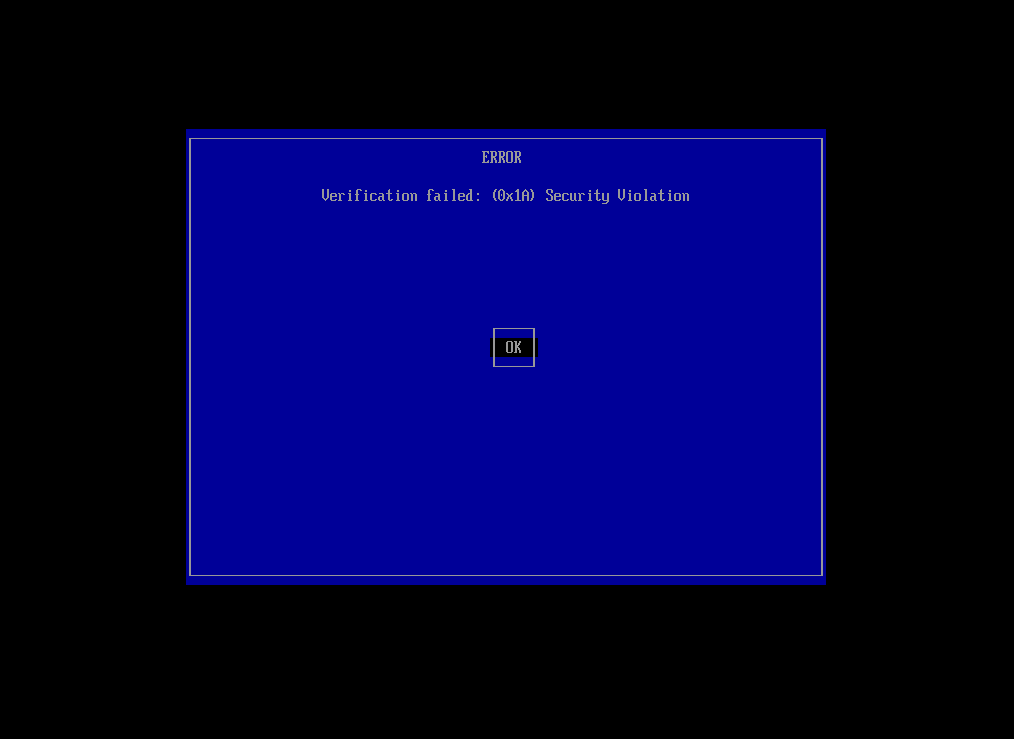 华硕笔记本ERROR Verification failed: (0x1A) Security Violation Ventoy引导启动报错